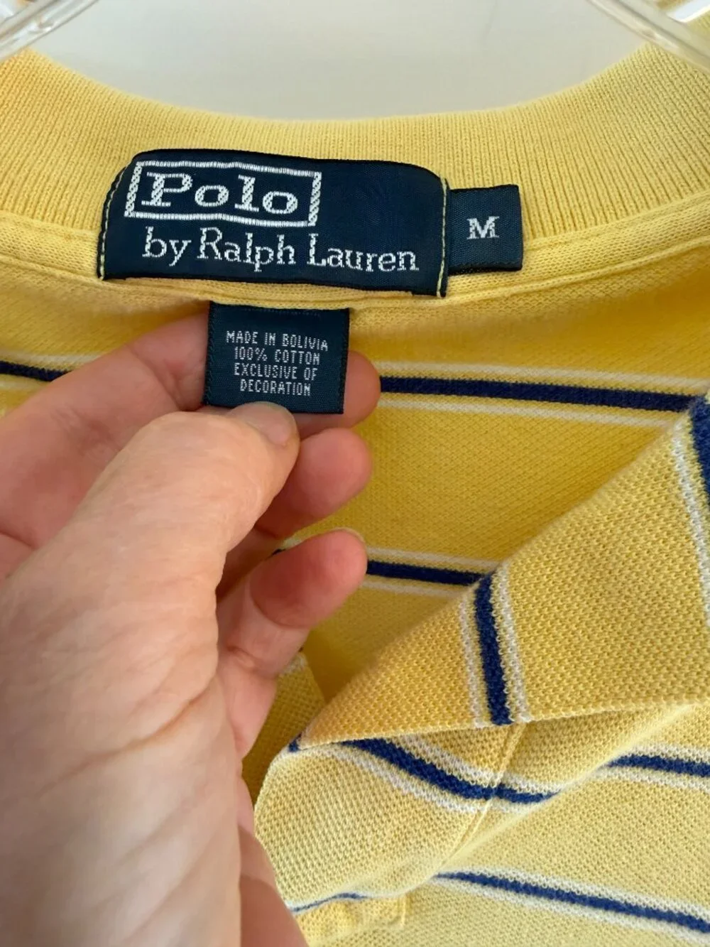Polo Ralph Lauren Short Sleeve Polo Shirt Cotton Yellow Striped Mens SZ M.